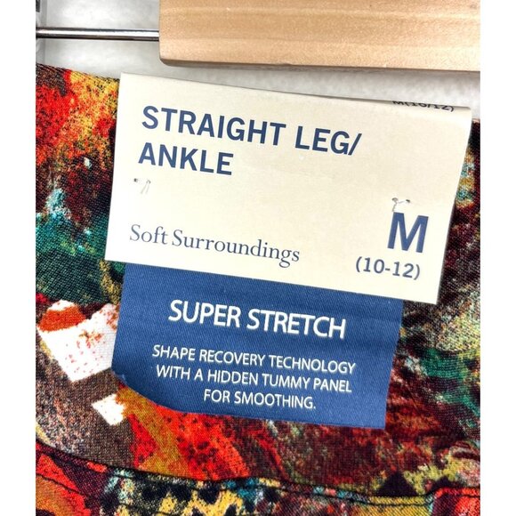 (NWT) Soft Surroundings Straight leg Ankle pants M red watercolor - Picture 4 of 10